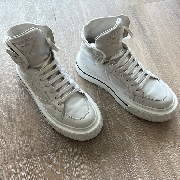 PRADA - white high-top sneaker - Picture 3 of 8
